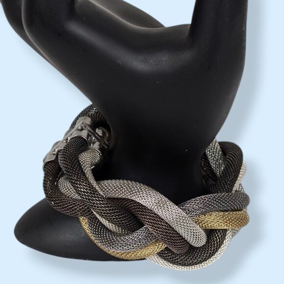 Bohemian Braided Metal Mesh Magnetic Bracelet - Picture 2 of 5